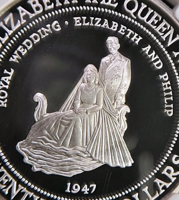 Jamaica. 25 Dollars 1994 "Royal Wedding Elizabeth and Philip", Proof  (Ingen mindstepris)