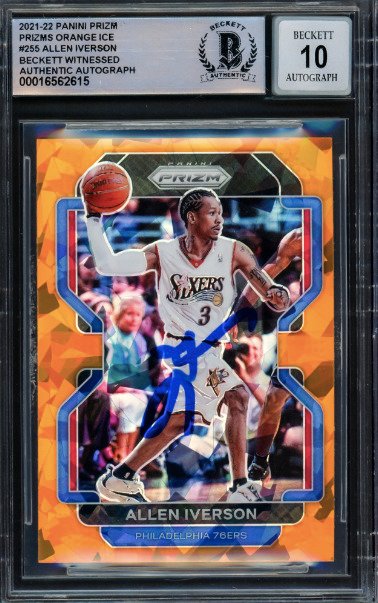 2002 Panini Prizm Allen Iverson #255 - Autograph - Orange Ice Card BGS Autentisk Auto - 1 Graded card