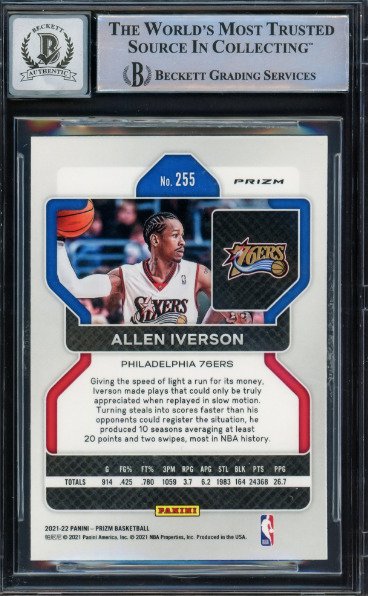 2002 Panini Prizm Allen Iverson #255 - Autograph - Orange Ice Card BGS Autentisk Auto - 1 Graded card