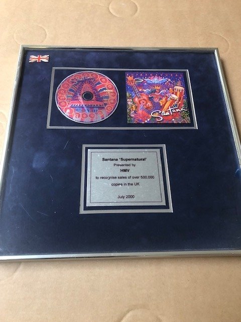 Santana - Supernatural - Official In-House Award - Double Platinum Record - Officiel pris - 1999/2000