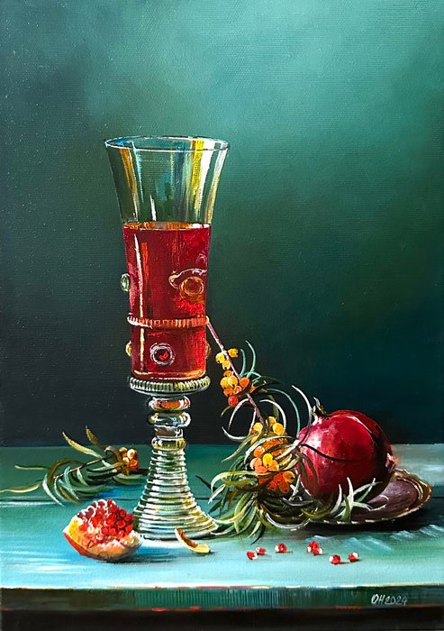 Alexander Nakonechny (1971) - Still life with pomegranate juice