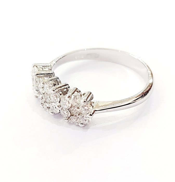 Ring - 18 kraat Hvidguld -  1.17ct. tw. Diamant (Natur)  - Diamant