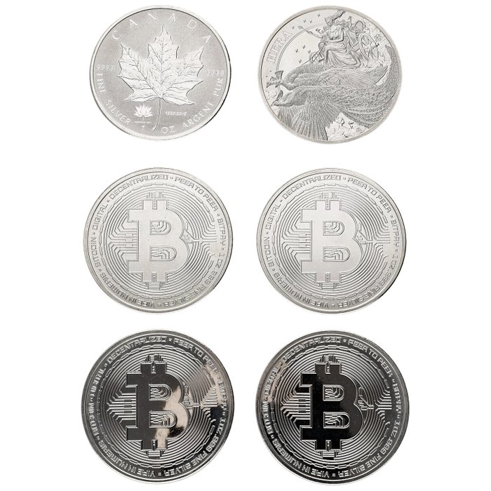 Verden. Various Denominations 2011/2022 "Maple Leaf, Hera  Bitcoin" 6x1 Oz (.999)