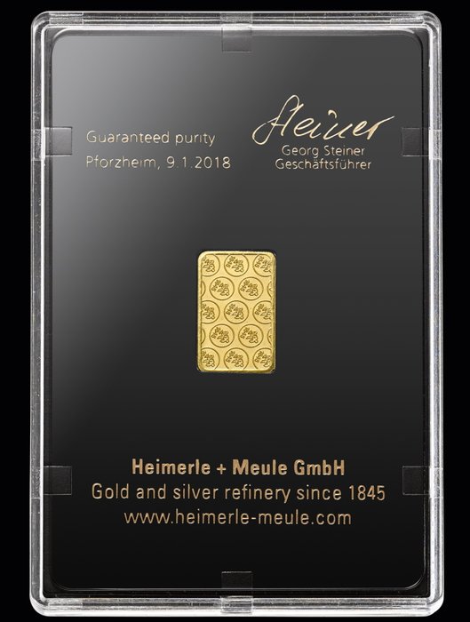 2,5 gram - Guld 999 - Heimerle + Meule, Germany - Forseglet