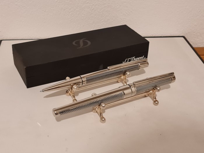 ST Dupont - DÉFI CALANDRE INOX FP  DP (stylo à plume et stylo à bille) - Pennesæt