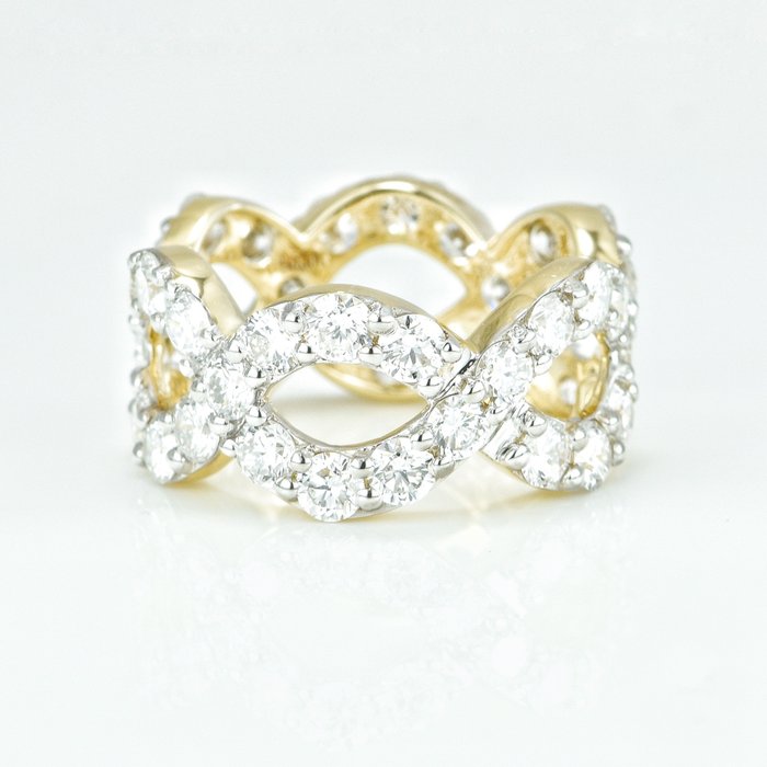 Ring - 14 karat Gulguld -  473ct tw Diamant (Laboratoriedyrket) - Bryllups band