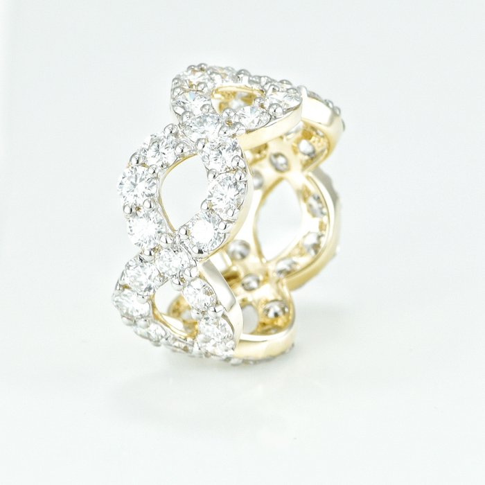 Ring - 14 karat Gulguld -  473ct tw Diamant (Laboratoriedyrket) - Bryllups band