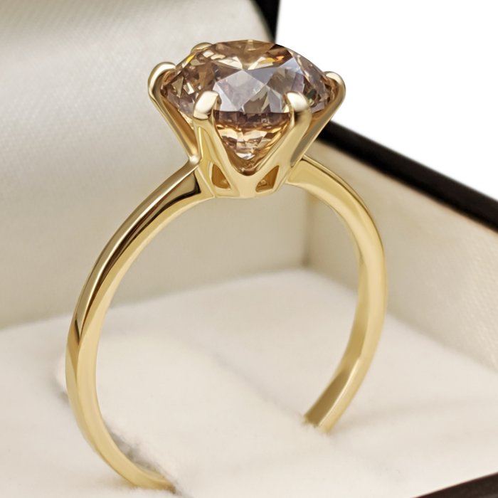 Ring - 14 karat Gulguld -  2.42ct. tw. Gul Diamant (Naturfarvet) - IGI