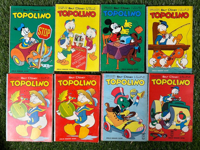 Topolino nn 215 221 275 297 300x2 391 400 433 455 472 492 577 599 - Topolino libretto - 14 Comic - Første udgave - 1959/1967