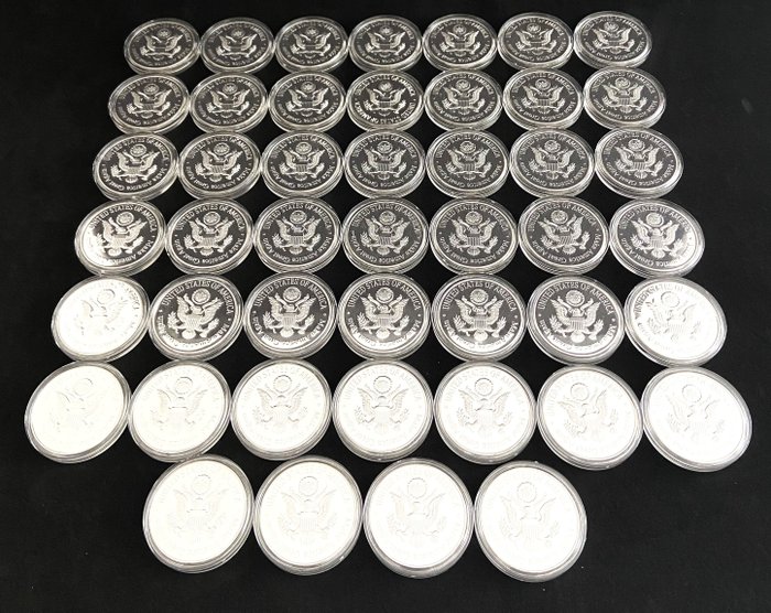 Förenta staterna. All 46 US Presidents - Commemorative Coin Full Set - Silver 999 Plated - Gifts Souvenir.  (Ingen mindstepris)