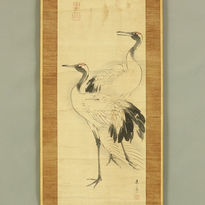 Twin Cranes - Nakajima Raisho 中島来章 (1796-1871) - Japan - Sene Edo-periode  (Ingen mindstepris)