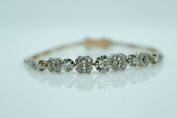 Armbånd - 18 kraat Gulguld, Platin Diamant (Natur)