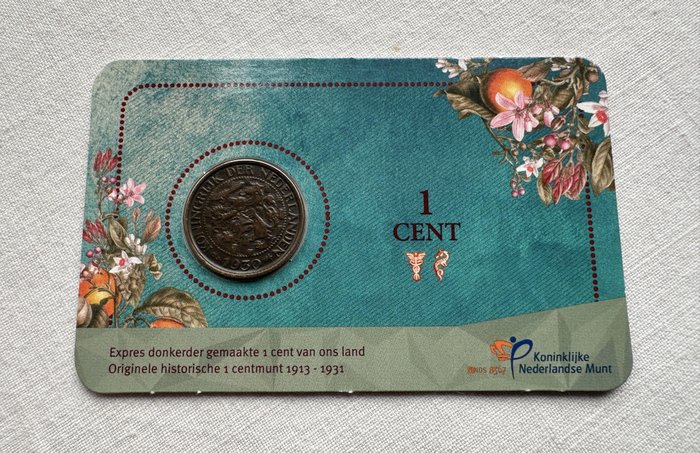 Holland. Coincard 1 Cent 1930 'Wilhelmina'  (Ingen mindstepris)