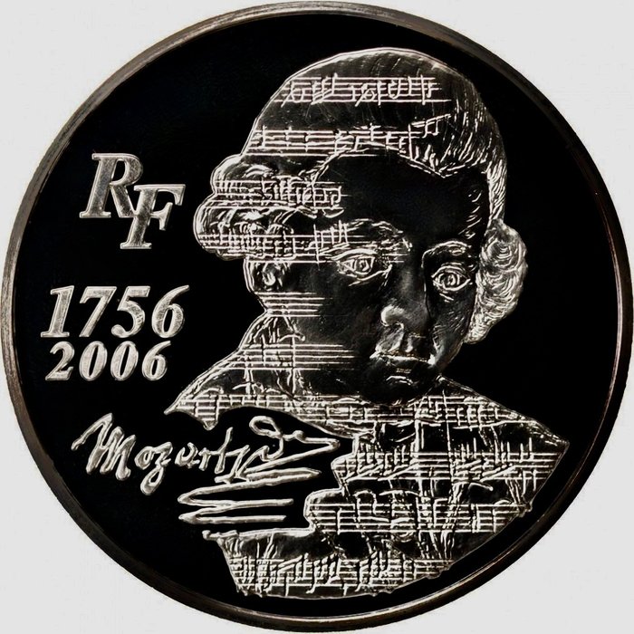 Frankrig. 1/4 Euro 2006 "Wolfgang Amadeus Mozart", Proof, with Box  (Ingen mindstepris)