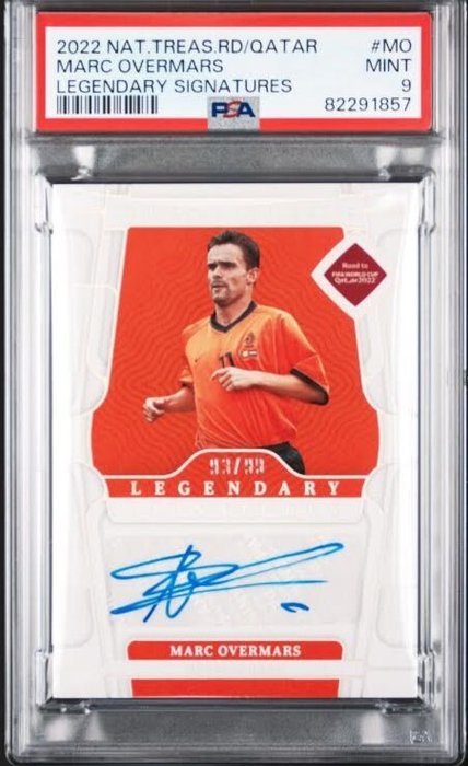 2022 Panini National Treasures Road to Qatar Marc Overmars Legendary Signatures PSA 9 - 1 Graded card