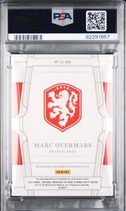 2022 Panini National Treasures Road to Qatar Marc Overmars Legendary Signatures PSA 9 - 1 Graded card