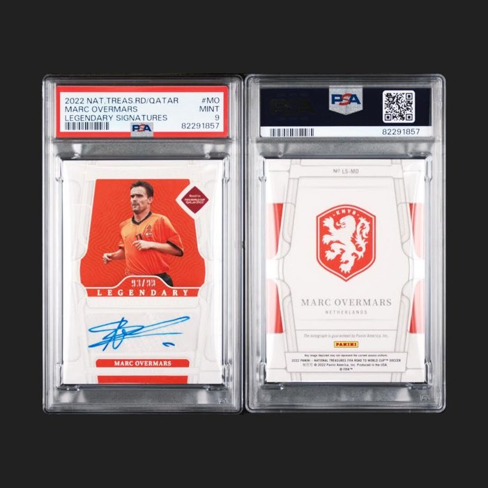 2022 Panini National Treasures Road to Qatar Marc Overmars Legendary Signatures PSA 9 - 1 Graded card