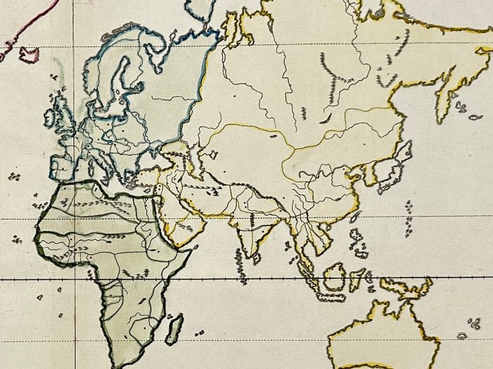 World - Asien, Afrika, Amerika; Samuel Bentley / Richard Bentley / Abbe Gaultier - A plain map for the geographical game of Asia, Africa, America, and newly discovered islands - 1821-1850