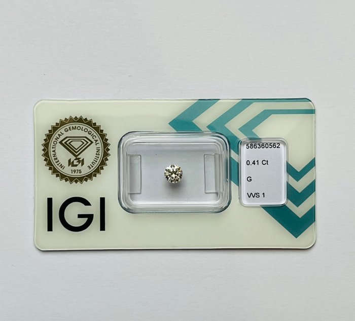 1 pcs Diamant  (Natur)  - 0.41 ct - Rund - G - VVS1 - International Gemological Institute (IGI) - Ex Ex Ex