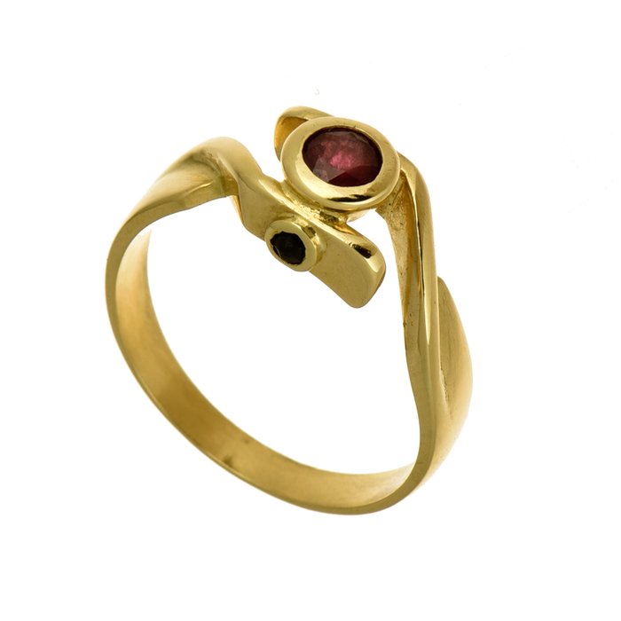 Ring - 18 kraat Gulguld Rubin - Safir