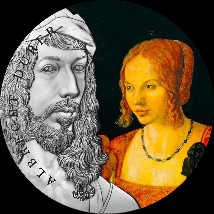 Ghana. 10 Cedis 2021 "Albrecht Dürer - Portrait of a Young Venetian Woman", 2 Oz (.999)