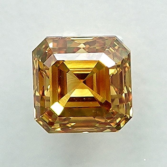 1 pcs Diamant  (Naturfarvet)  - 0.40 ct - Smaragd - Fancy Orange nuance Gul - SI1 - International Gemological Institute (IGI)