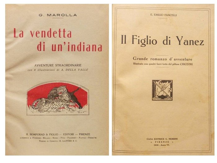 GA Marolla Emilio Fancelli / Della Valle Chiostri - Lotto di Libri di Avventure - 1920-1928