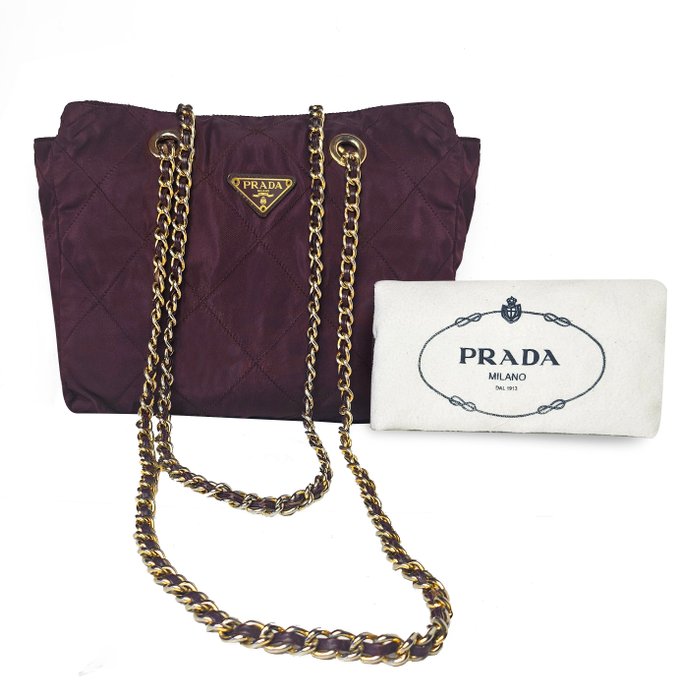 Prada - Vintage Con Catena Dorata Bordò - Skuldertaske