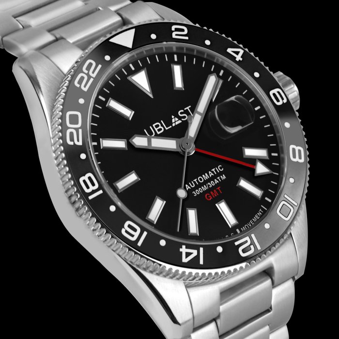 Ublast - Royal GMT Professional 30 ATM - UBRG44BK - Automatic Swiss MOVT - Mænd - Ny