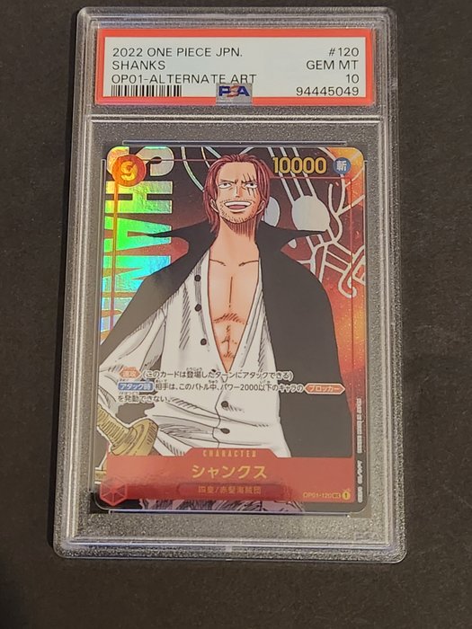 One Piece Card game Graded card - ONE PIECE JAPANESE ROMANCE DAWN SHANKS ALTERNATE ART - SHANKS - PSA 10