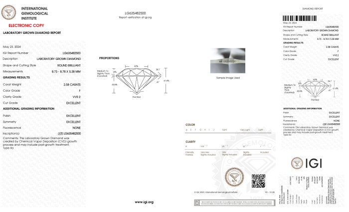 Ring - 18 kraat Hvidguld -  2.58ct. tw. Diamant (Laboratoriedyrket) - Runde F-VVS2