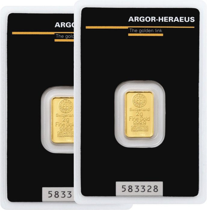 4 gram - Guld 999 - Argor-Heraeus, Switzerland - Forseglet  Med certifikat