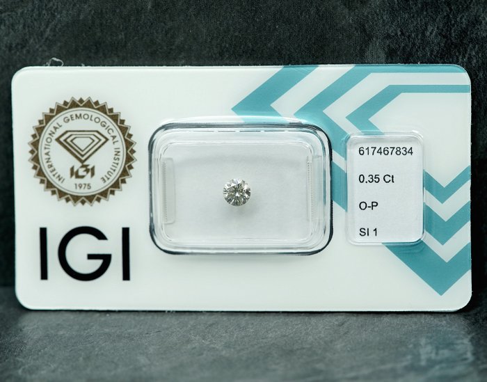 1 pcs Diamant  (Naturfarvet)  - 0.35 ct - Very light Grålig Gul - SI1 - International Gemological Institute (IGI)