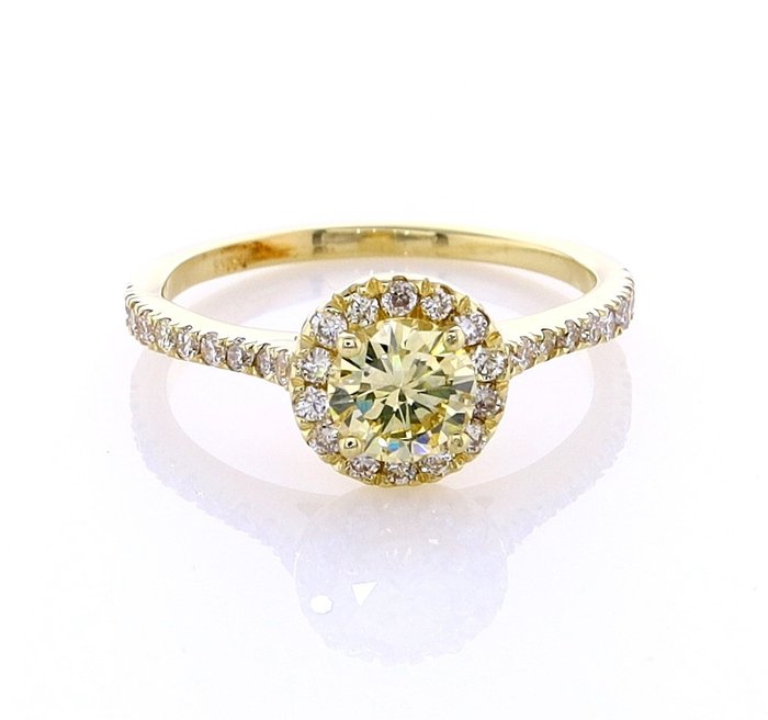 Ring - 14 karat Gulguld -  084ct tw Diamant (Naturfarvet) - Diamant