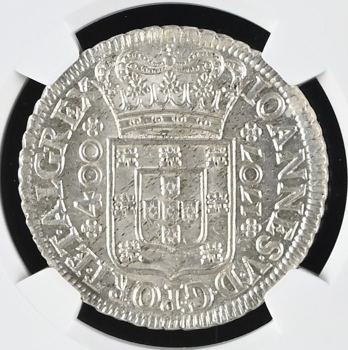 Portugal. João V (1706-1750). Cruzado Novo (480 Reis) 1707 - Lisboa - NGC - MS64 - Top Grade - Muito Rara