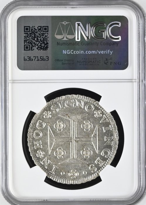 Portugal. João V (1706-1750). Cruzado Novo (480 Reis) 1707 - Lisboa - NGC - MS64 - Top Grade - Muito Rara