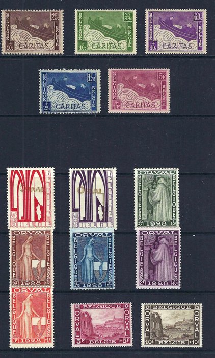 Belgien 1925/1928 - 4 komplette bind inklusive "Første Orval og 75 års jubilæum" - OBP/COB 221/272