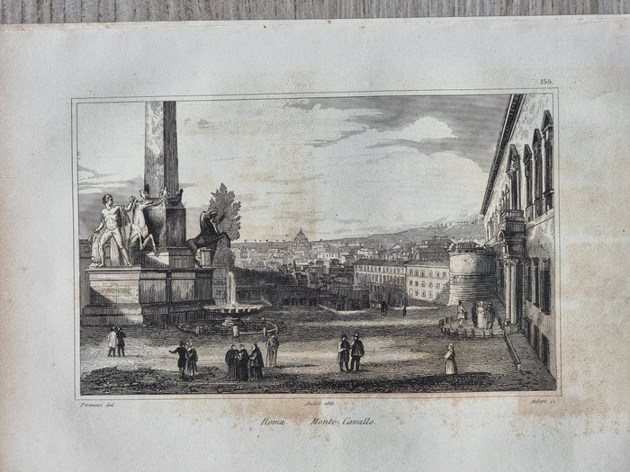 Italien - Rom; Francesco Piranesi (1758-1810) - Pierre-Eugène Aubert (1789-1847) - Audot Louis Eustache (1783-1870) - [Lot of 7] Monte Cavallo, Arco di Costantino e Colosseo, Il Campidoglio, Campidoglio di fianco, - 1821-1850