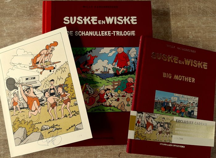 Suske en Wiske - Schanulleke trilogie luxe rood linnen uitgave (hc groot formaat) plus rood linnen luxe album Big - 2 Album, Ex Libris - Begrænset udgave - 2001/2011