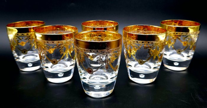 MAESTRI MURANESI - Whisky glas (6) - DRÅBE - 24 kt guld - whiskyglas