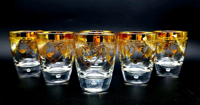 MAESTRI MURANESI - Whisky glas (6) - DRÅBE - 24 kt guld - whiskyglas