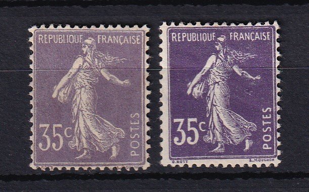 Frankrig 1906/1907 - såmand mager indskrift og fedt indskrift - Yvert n°136 et 142