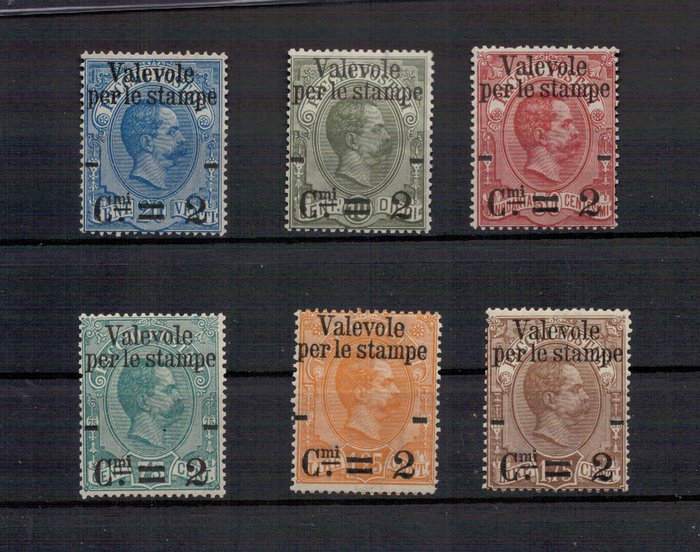 Italien Kongerige 1890/1890 - postpakker fra 1884 overtrykt - sassone 2021 - n.50/55 quotati € 485