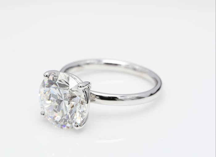 Ingen mindstepris - Ring - 18 kraat Hvidguld -  4.09ct. tw. Diamant (Laboratoriedyrket) - Runde F-VVS2