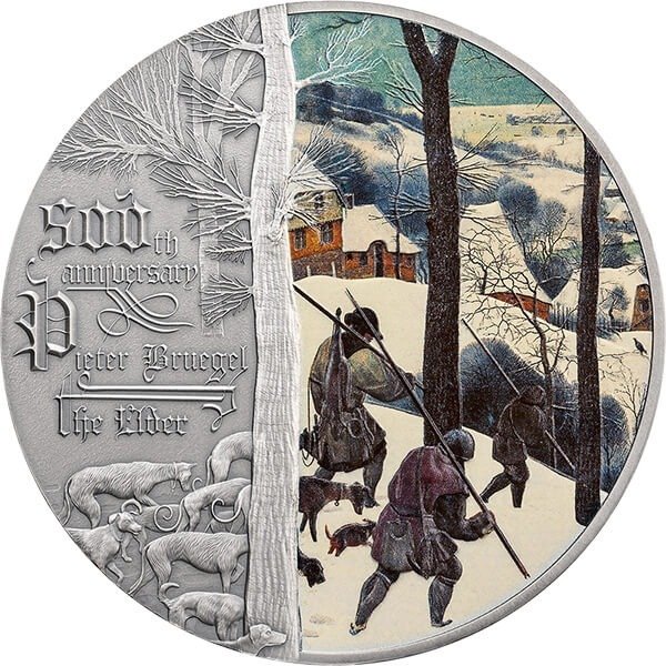 Niue. 5 Dollars 2023 The Hunters in the Snow - Pieter Bruegel 500th Anniversary - Antique Finish, 2 Oz (.999)