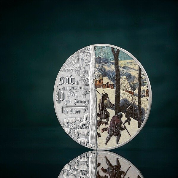 Niue. 5 Dollars 2023 The Hunters in the Snow - Pieter Bruegel 500th Anniversary - Antique Finish, 2 Oz (.999)