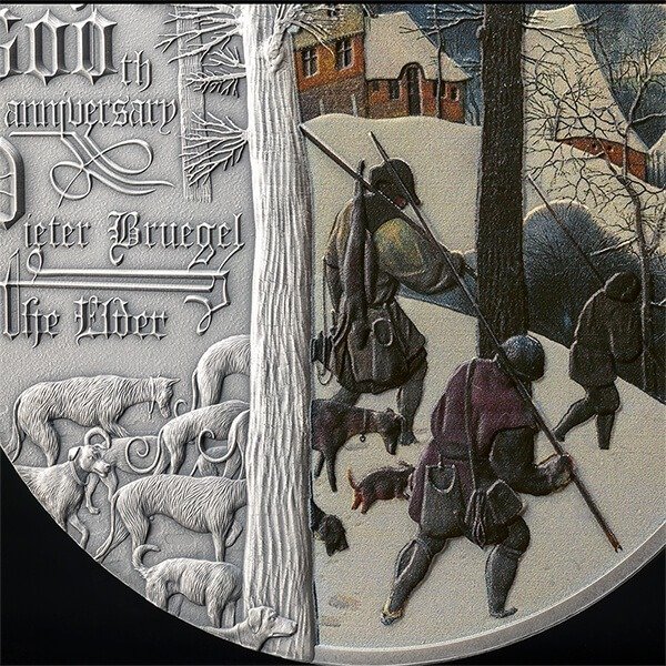 Niue. 5 Dollars 2023 The Hunters in the Snow - Pieter Bruegel 500th Anniversary - Antique Finish, 2 Oz (.999)