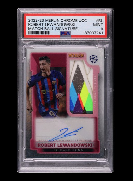 2022 Topps Merlin Robert Lewandowski #RL - Ball Patch Autograph PSA 9 - 1 Graded card