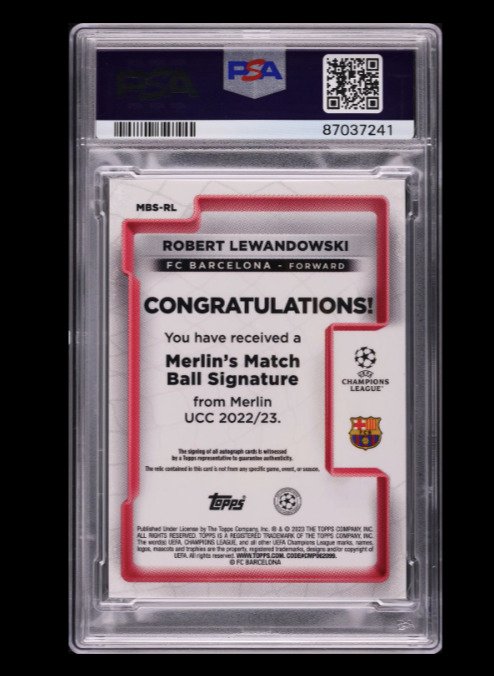 2022 Topps Merlin Robert Lewandowski #RL - Ball Patch Autograph PSA 9 - 1 Graded card