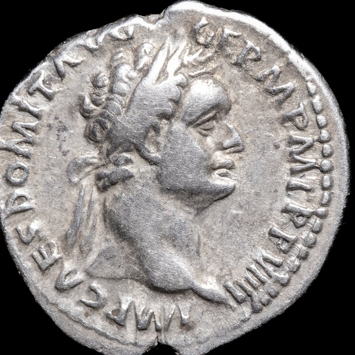 Romarriket Domitian (AD 81-96) Denarius Roma - Minerva sosteniendo escudo y apuntando con jabalina a la drecha  (Ingen mindstepris)